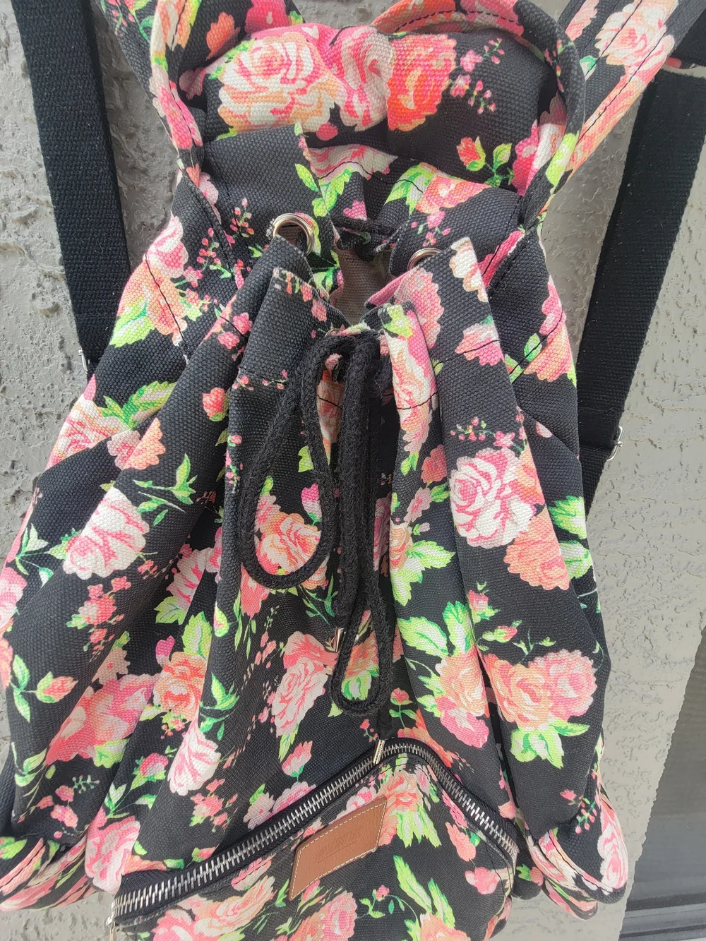 PINK Victoria's Secret Floral Backpack Y2K Canvas back to School